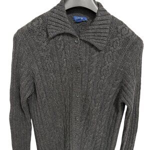 J.Crew Sweater Women's Button Down Cardigan Long Sleeve Wool Size Large Gray